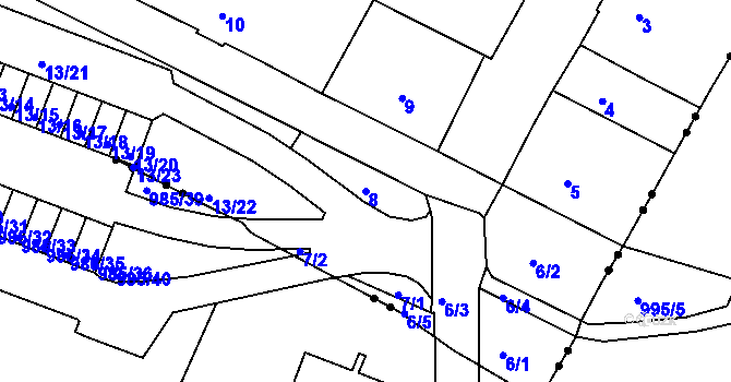 Parcela st. 8 v KÚ Horní Růžodol, Katastrální mapa