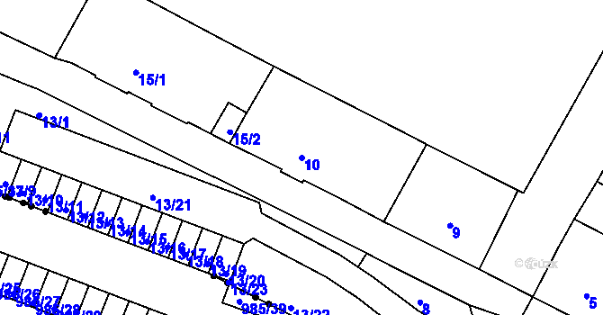 Parcela st. 10 v KÚ Horní Růžodol, Katastrální mapa