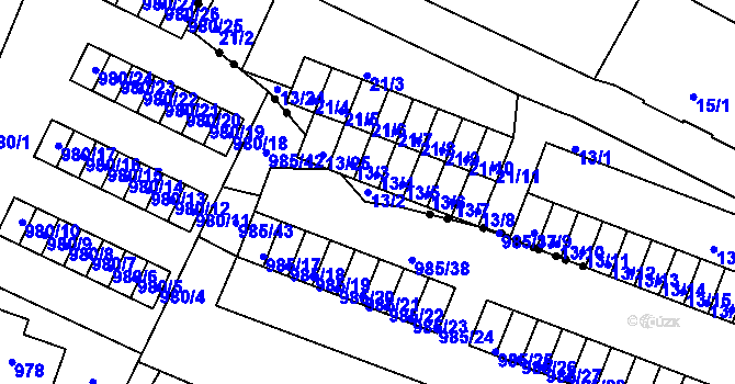 Parcela st. 13/2 v KÚ Horní Růžodol, Katastrální mapa