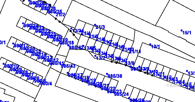 Parcela st. 13/4 v KÚ Horní Růžodol, Katastrální mapa