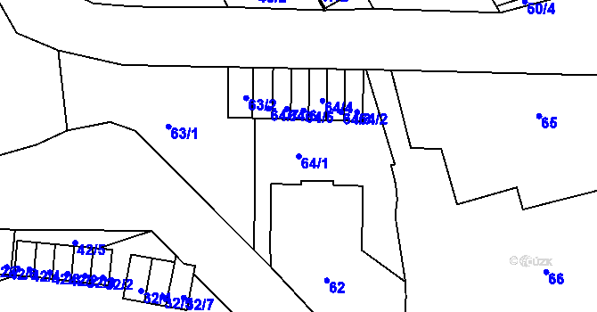 Parcela st. 64/1 v KÚ Horní Růžodol, Katastrální mapa
