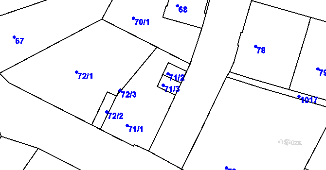Parcela st. 71/3 v KÚ Horní Růžodol, Katastrální mapa