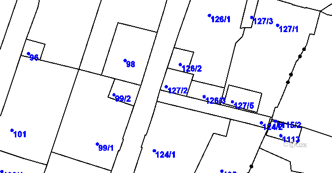 Parcela st. 127/2 v KÚ Horní Růžodol, Katastrální mapa