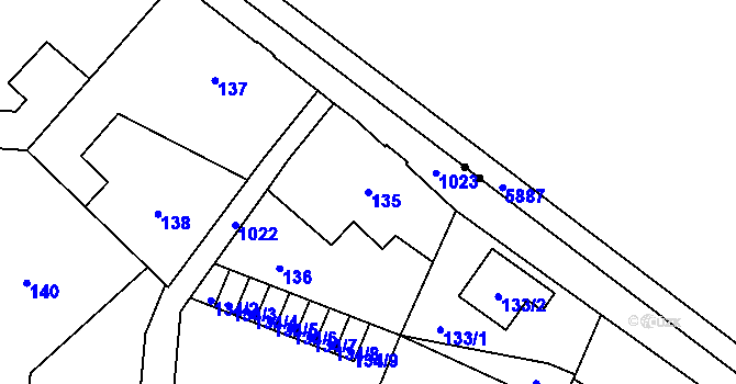 Parcela st. 135 v KÚ Horní Růžodol, Katastrální mapa