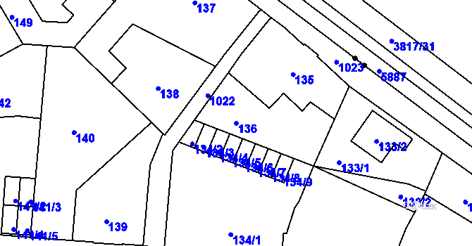 Parcela st. 136 v KÚ Horní Růžodol, Katastrální mapa
