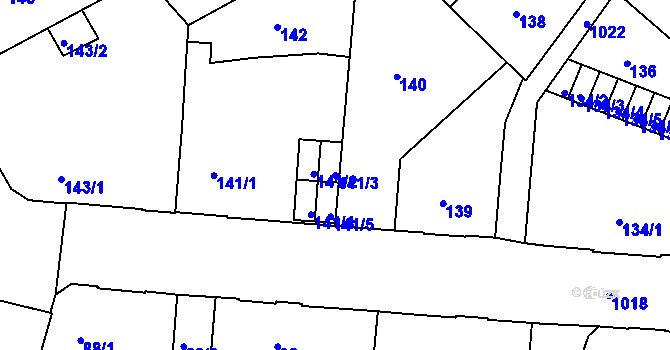Parcela st. 141/3 v KÚ Horní Růžodol, Katastrální mapa
