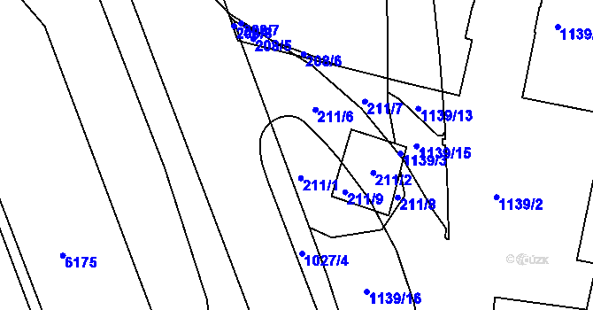 Parcela st. 211/1 v KÚ Horní Růžodol, Katastrální mapa