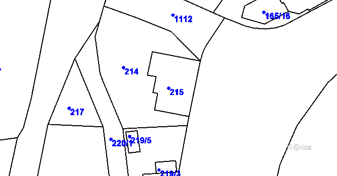 Parcela st. 215 v KÚ Horní Růžodol, Katastrální mapa