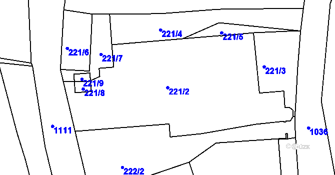 Parcela st. 221/2 v KÚ Horní Růžodol, Katastrální mapa