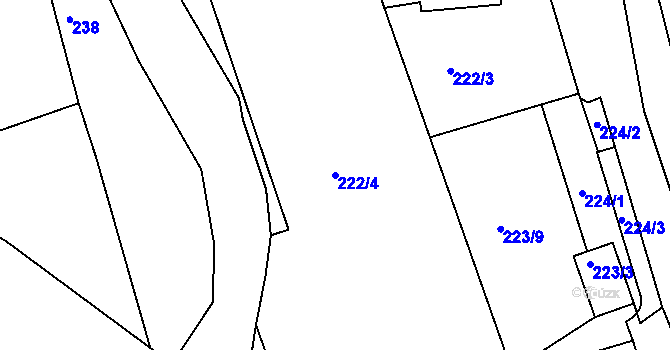 Parcela st. 222/4 v KÚ Horní Růžodol, Katastrální mapa