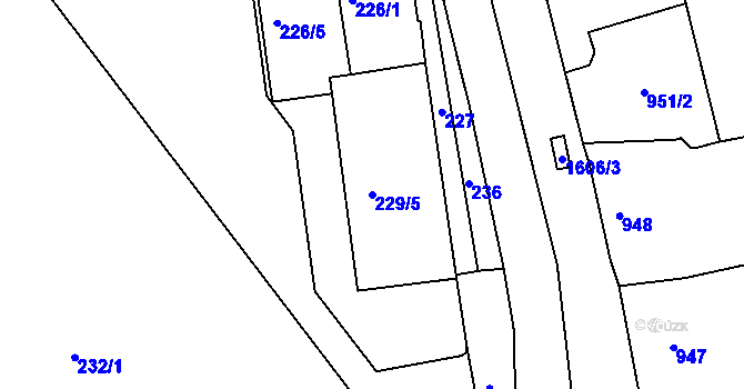 Parcela st. 229/5 v KÚ Horní Růžodol, Katastrální mapa