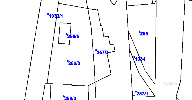 Parcela st. 257/3 v KÚ Horní Růžodol, Katastrální mapa