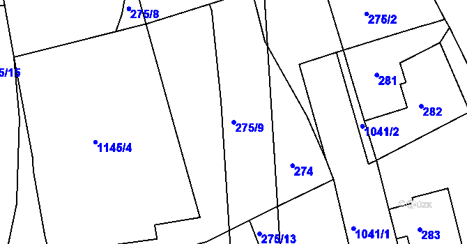 Parcela st. 275/9 v KÚ Horní Růžodol, Katastrální mapa