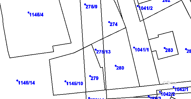 Parcela st. 275/13 v KÚ Horní Růžodol, Katastrální mapa