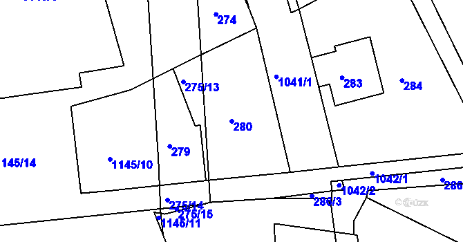 Parcela st. 280 v KÚ Horní Růžodol, Katastrální mapa