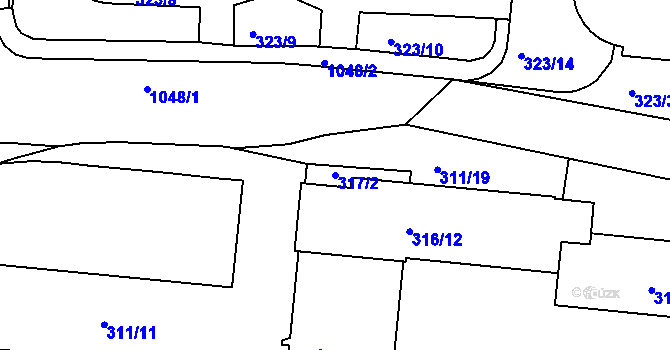 Parcela st. 317/2 v KÚ Horní Růžodol, Katastrální mapa