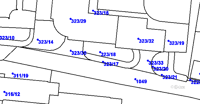 Parcela st. 323/18 v KÚ Horní Růžodol, Katastrální mapa