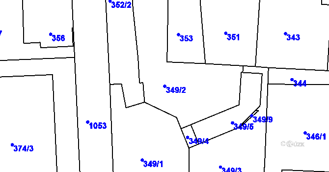Parcela st. 349/2 v KÚ Horní Růžodol, Katastrální mapa