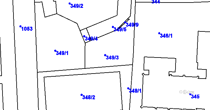 Parcela st. 349/3 v KÚ Horní Růžodol, Katastrální mapa