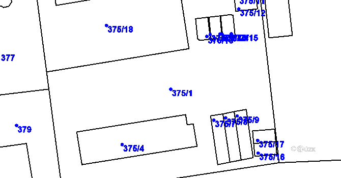 Parcela st. 375/1 v KÚ Horní Růžodol, Katastrální mapa