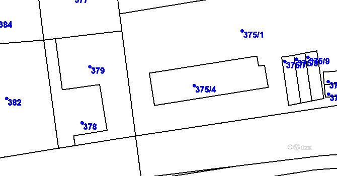 Parcela st. 375/5 v KÚ Horní Růžodol, Katastrální mapa