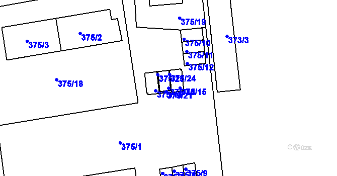 Parcela st. 375/14 v KÚ Horní Růžodol, Katastrální mapa