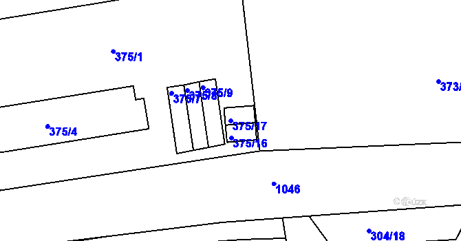 Parcela st. 375/17 v KÚ Horní Růžodol, Katastrální mapa