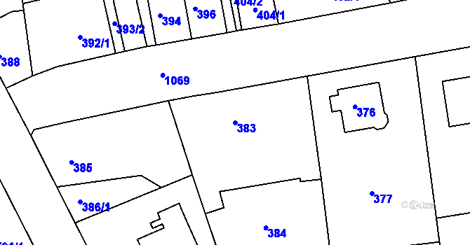 Parcela st. 383 v KÚ Horní Růžodol, Katastrální mapa