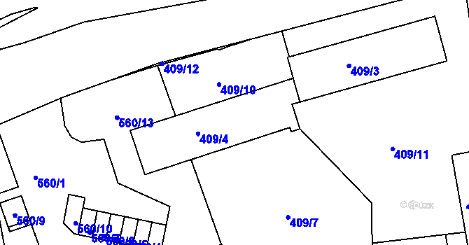 Parcela st. 409/4 v KÚ Horní Růžodol, Katastrální mapa