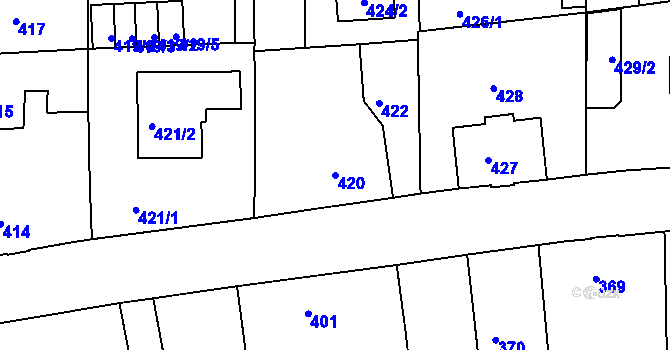 Parcela st. 420 v KÚ Horní Růžodol, Katastrální mapa