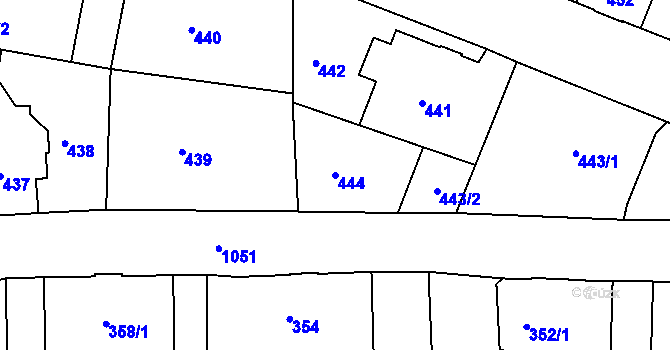 Parcela st. 444 v KÚ Horní Růžodol, Katastrální mapa