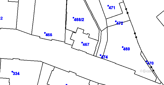 Parcela st. 467 v KÚ Horní Růžodol, Katastrální mapa