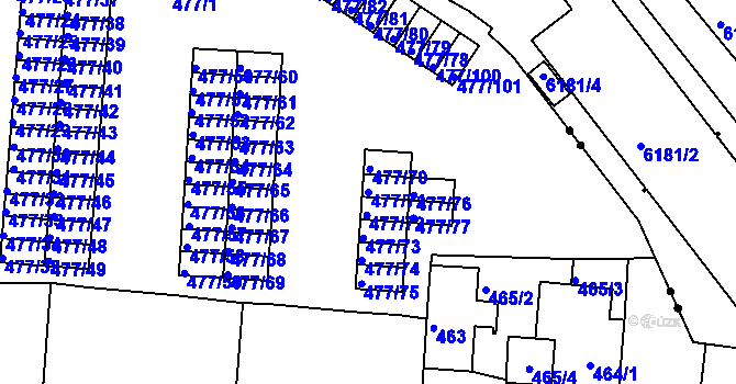 Parcela st. 477/71 v KÚ Horní Růžodol, Katastrální mapa
