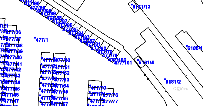 Parcela st. 477/78 v KÚ Horní Růžodol, Katastrální mapa