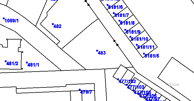 Parcela st. 483 v KÚ Horní Růžodol, Katastrální mapa