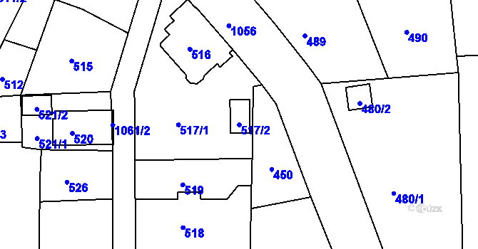 Parcela st. 517/2 v KÚ Horní Růžodol, Katastrální mapa