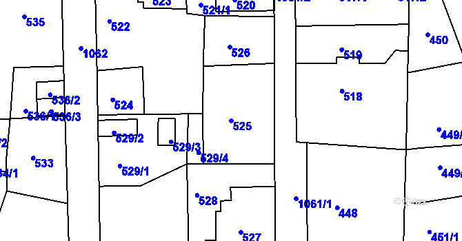 Parcela st. 525 v KÚ Horní Růžodol, Katastrální mapa