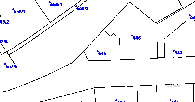 Parcela st. 545 v KÚ Horní Růžodol, Katastrální mapa