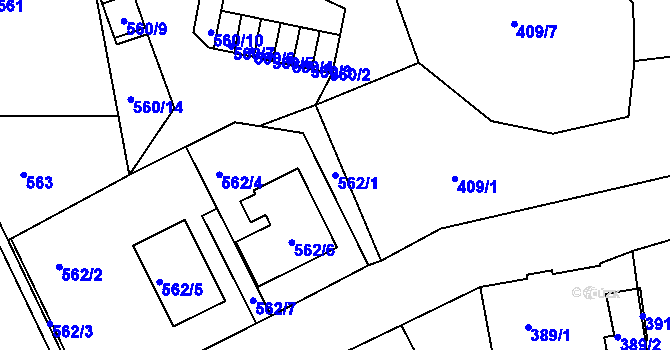 Parcela st. 562/1 v KÚ Horní Růžodol, Katastrální mapa