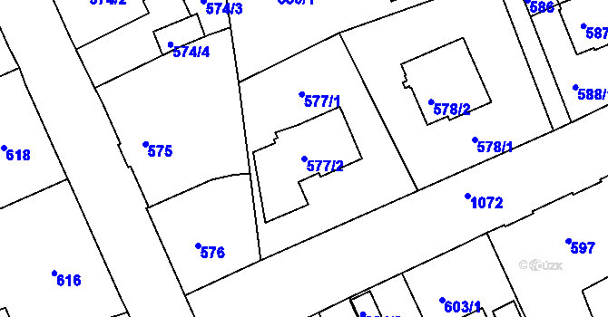 Parcela st. 577/2 v KÚ Horní Růžodol, Katastrální mapa