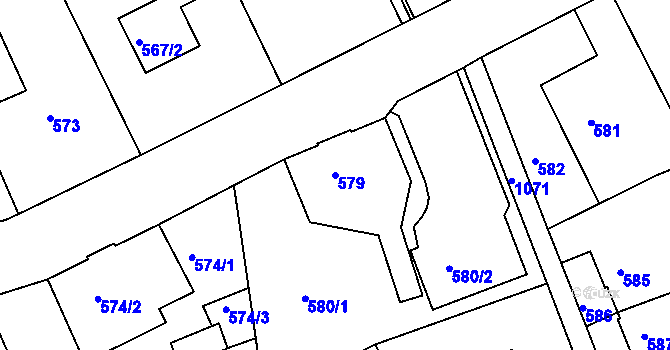 Parcela st. 579 v KÚ Horní Růžodol, Katastrální mapa