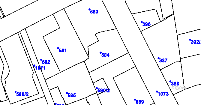 Parcela st. 584 v KÚ Horní Růžodol, Katastrální mapa