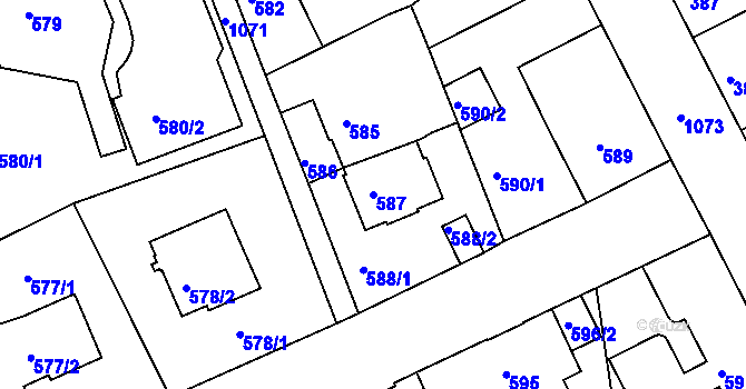 Parcela st. 587 v KÚ Horní Růžodol, Katastrální mapa