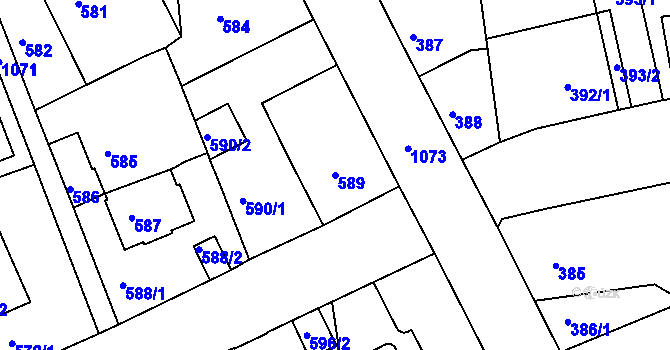 Parcela st. 589 v KÚ Horní Růžodol, Katastrální mapa