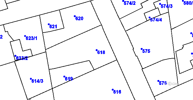 Parcela st. 618 v KÚ Horní Růžodol, Katastrální mapa