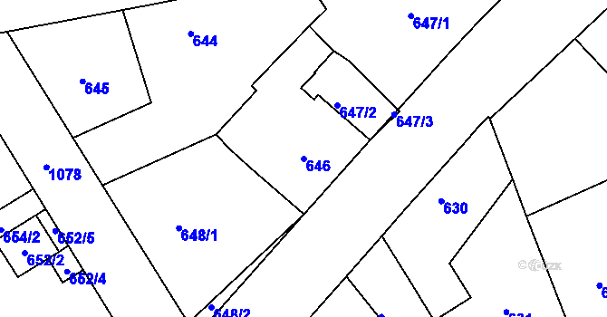 Parcela st. 646 v KÚ Horní Růžodol, Katastrální mapa