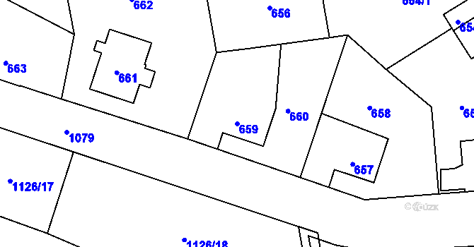 Parcela st. 659 v KÚ Horní Růžodol, Katastrální mapa