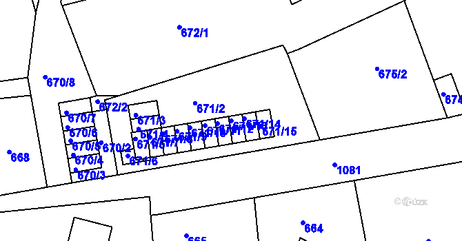 Parcela st. 671/13 v KÚ Horní Růžodol, Katastrální mapa