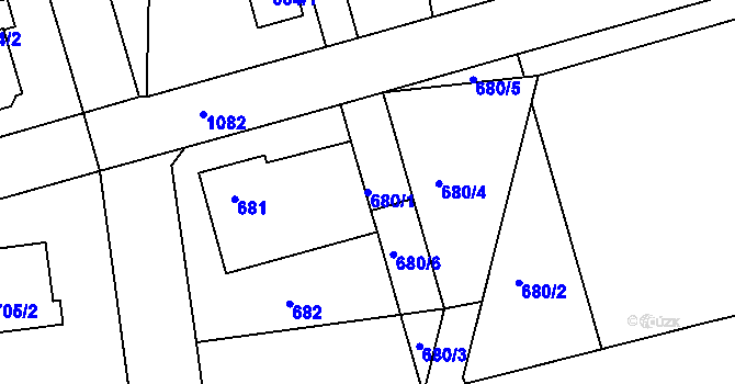 Parcela st. 680/1 v KÚ Horní Růžodol, Katastrální mapa