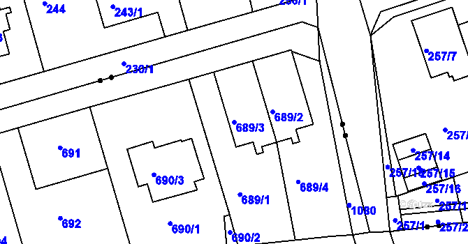 Parcela st. 689/3 v KÚ Horní Růžodol, Katastrální mapa
